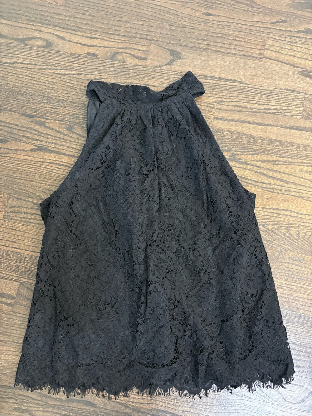 J. Crew Black Lace High-Neck Halter Top